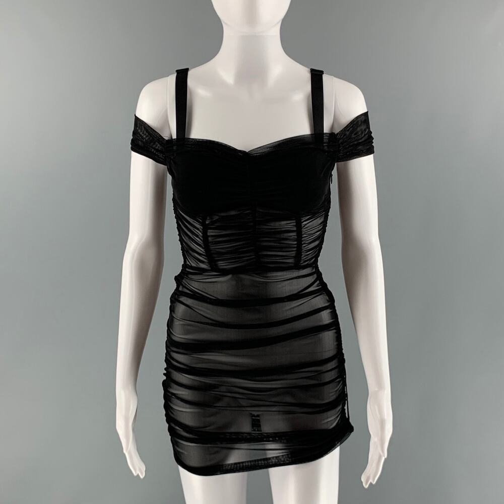 GUIZIO Size XS Black Mesh Shift Dress